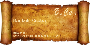 Bartek Csaba névjegykártya